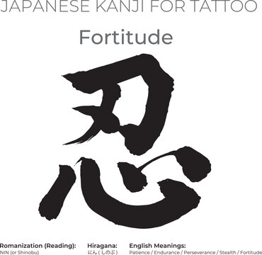 Japanese Kanji "Nin" (Patience & Endurance) - Zen Concept of Fortitude and Resilience - Authentic Brush Calligraphy
