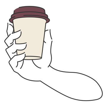 テイクアウトのコーヒーカップを持つ手5