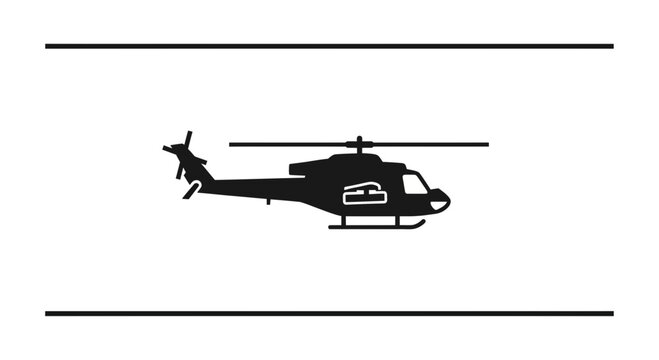 Silhouette of a Helicopter Flying Between Two Parallel Lines