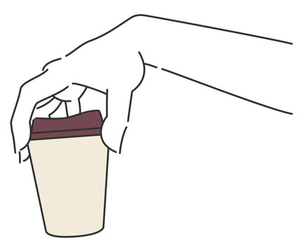 テイクアウトのコーヒーカップを持つ手7