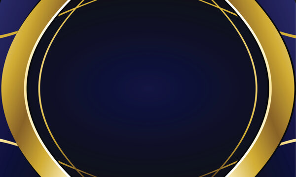 Golden Ornate Frame on Dark Blue Background