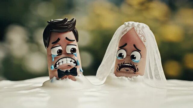 Couple crying in white liquid, depicting marital distress and emotional turmoil