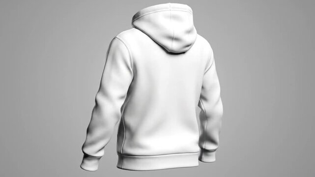 Blank White Hoodie Mockup - Realistic 3D Model on Gray Background