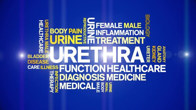 Urethra animated word cloud-text design animation tag kinetic typography seamless loop.