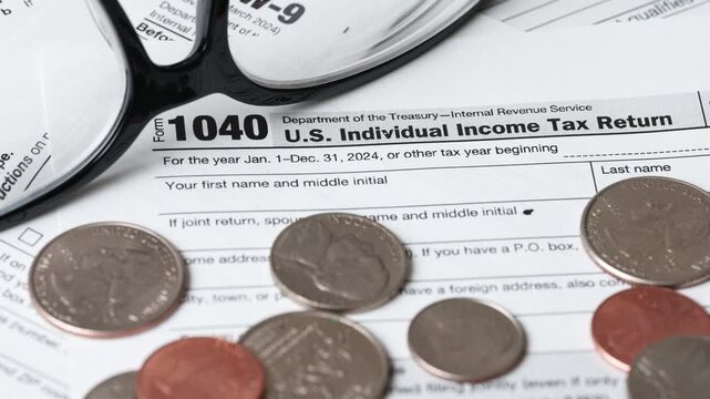 1040 Tax Form, Federal Income Tax Return, Individual Filing Document, Paper Close-Up