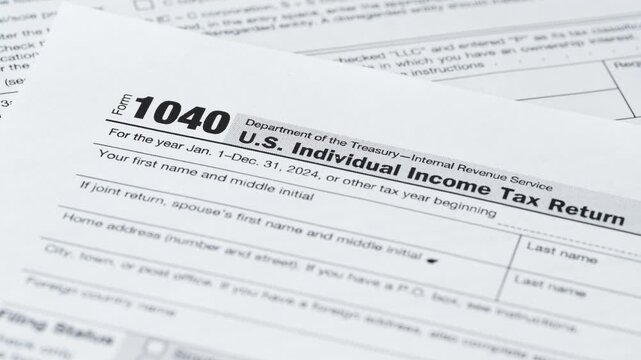 1040 Tax Form, Federal Income Tax Return, Individual Filing Document, Paper Close-Up