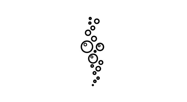 Abstract Bubbles Rising, Water Air Stream, Light Circles, Isolated on White Background