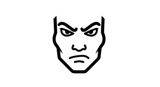 Angry Face Icon, Aggressive Expression, Negative Emotion, Stylized Human Head