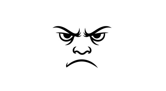 Angry Face Icon, Frowning Expression, Negative Emotion, Cartoon Style