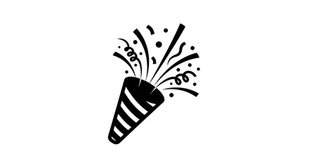 Party Popper Exploding With Confetti and Streamers, Celebration Icon