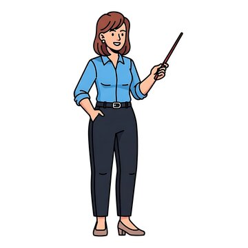 Businesswoman Holding Pointer Stick.