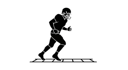 Fototapeta premium Football Player Agility Training on Speed Ladder - Silhouette