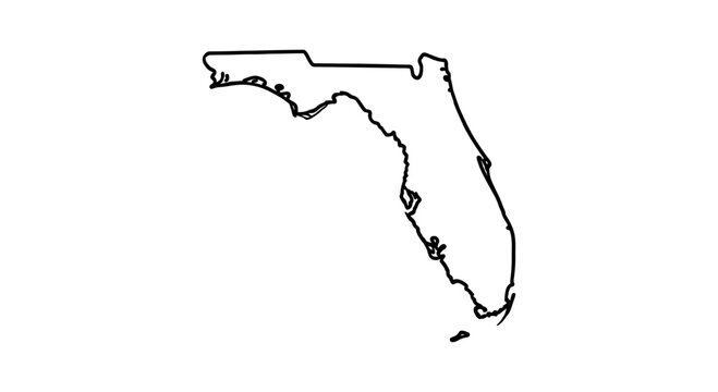 Florida State Outline Map - Simple Black and White Vector Graphic