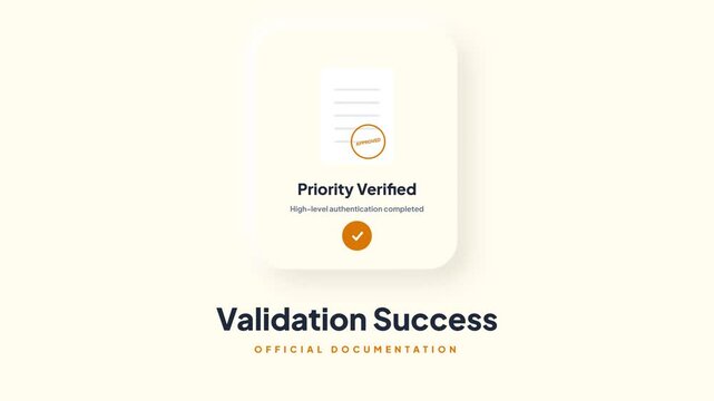 Secure digital document verification process successfully completed, illustrating high-level authentication and confirmed priority status for official records