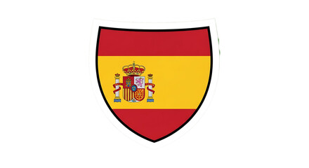 Fototapeta premium The Spanish flag is displayed on a shield with a white border on a