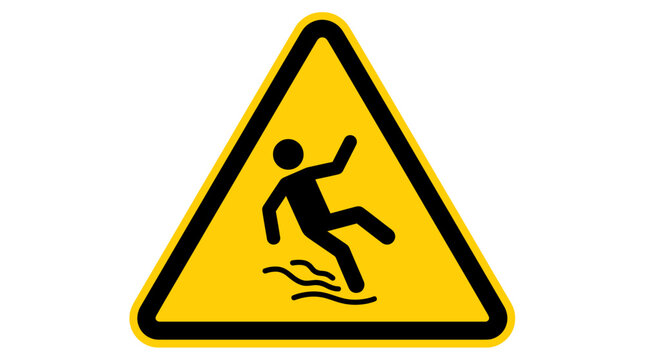 Slippery surface warning indicating a wet floor hazard safety caution sign