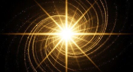 Bright Radiant Starburst with Circular Golden Rings