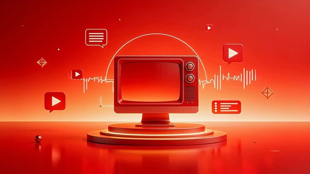 Retro TV with digital icons