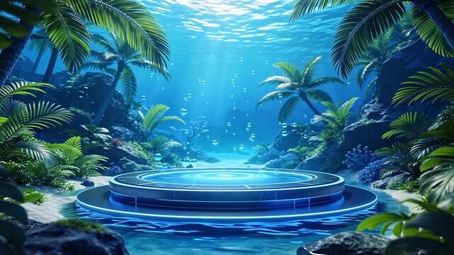 Underwater tropical platform scene