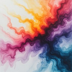 Fototapeta premium Abstract colorful paint swirls explosion with vibrant red orange yellow purple blue gradient on white background for creative design