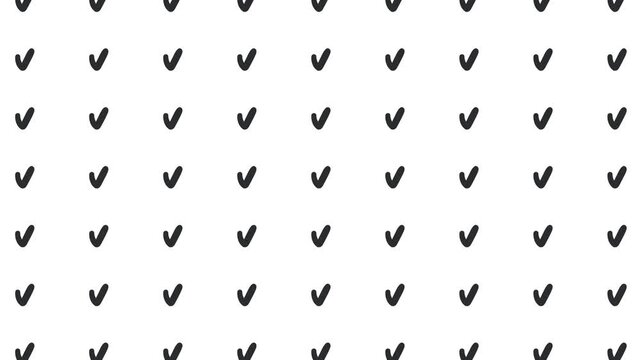 There are rows of check marks on the screen. They move closer and further away.