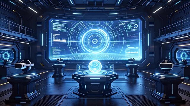 Futuristic virtual reality room