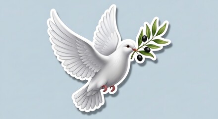 Obraz premium A white dove carrying an olive branch, symbolizing peace and harmony