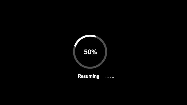 Animated abstract circle loading bar restarting from 0 to 100%, designed for progress and transfer concepts.on Black Background and features 4k Motion graphics video