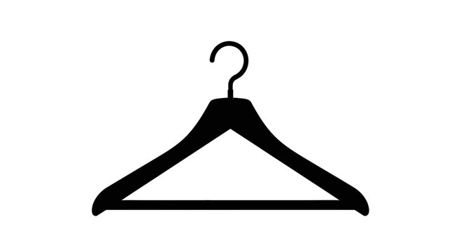 Black Clothes Hanger Icon, Simple Vector Graphic for Fashion and Storage