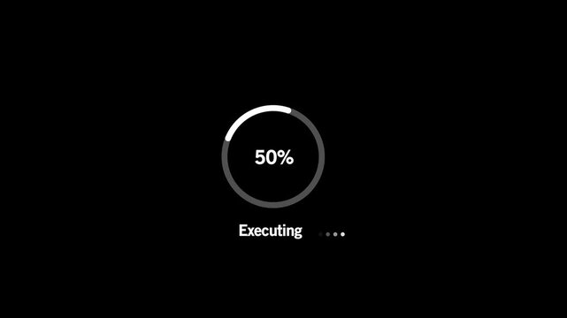 Animated abstract circle loading bar running from 0 to 100%, designed for progress and transfer concepts.on Black Background and features 4k Motion graphics video