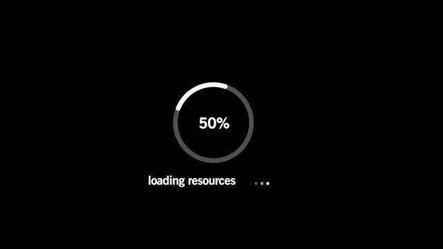 Animated abstract circle loading bar loading resources from 0 to 100%, designed for progress and transfer concepts.on Black Background and features 4k Motion graphics video