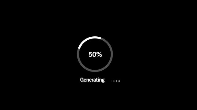 Animated abstract circle loading bar generating from 0 to 100%, designed for progress and transfer conceptson Black Background and features 4k Animation video