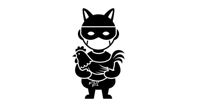Thieving Cat Person Stealing Chicken, Masked Bandit Icon