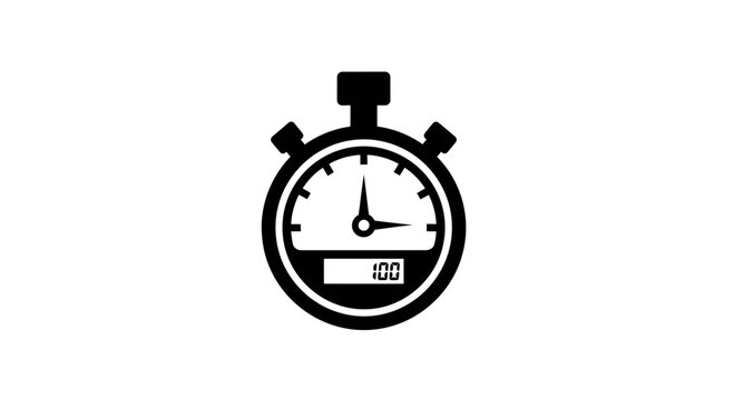 Vintage Stopwatch Icon, Time Measurement, Countdown, Speed, Retro Timer Symbol