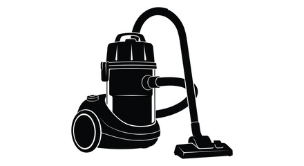 A black and white silhouette of a classic upright vacuum cleaner © arfanah02
