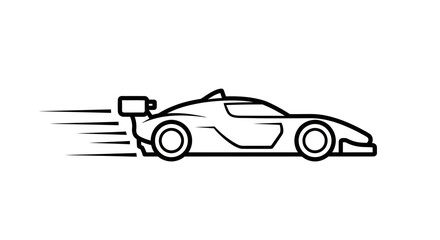 Obraz premium Speeding Race Car Icon, Fast Sportscar Silhouette with Motion Lines, Vector Graphic