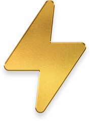 3D gold metallic lightning bolt icon for energy and power