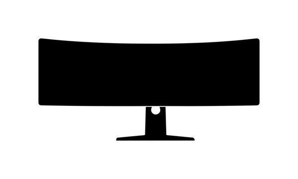 Modern Minimalist Curved Monitor Vector Icon