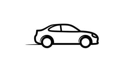 Fototapeta premium Simple Line Art Icon of a Moving Car, Minimalist Design