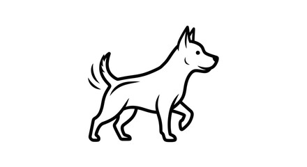 Fototapeta premium Simple Line Art Icon of a Happy Dog Walking, Clean Vector Illustration
