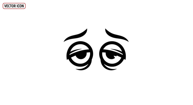 Tired Eyes Cartoon Vector Icon - Sleepy, Exhausted, Bored Expression