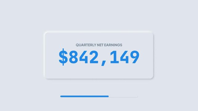 Quarterly Net Earnings Reaching $842,149 with Financial Growth Progress Bar Illustration