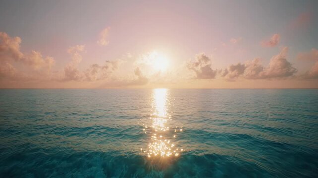 Tropical ocean sunset view from under a thatch roof bungalow