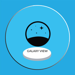 Obraz premium Galaxy View Icon with Stars and Planet Silhouette on Blue Background