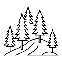 Fototapeta premium Forest Landscape Pathway Monoline Vector Icon