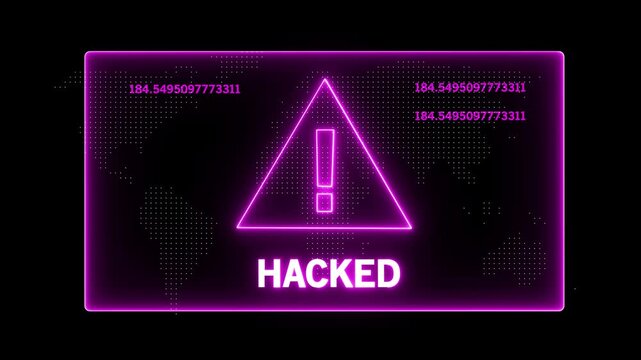 System hack security breach computer hacking warning message hacked alert blackmailing virus countdown until deletion , on Black Background and features 4k Motion video