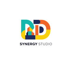 Obraz premium Colorful logo of stylized initials, abstract, in multiple bright colors