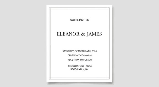 Elegant Wedding Invitation for Eleanor and James.