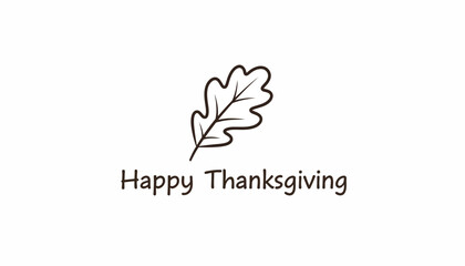 Obraz premium Happy Thanksgiving Text with Oak Leaf Illustration