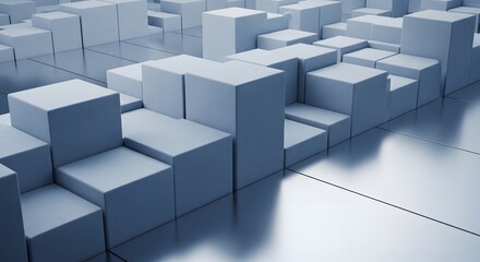 Obraz premium Abstract 3D Render of Cubes and Reflective Surface